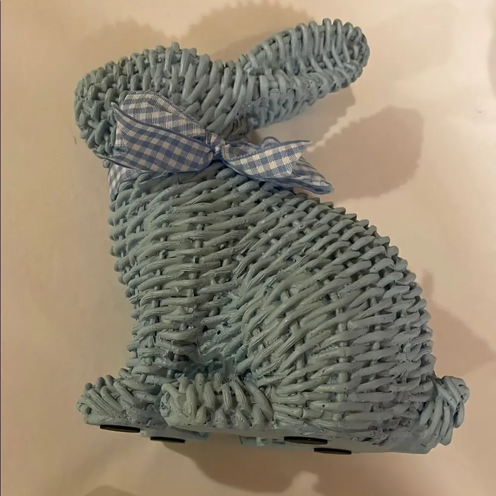 Easter Holiday Wreath, with Blue Bunny and Sign.